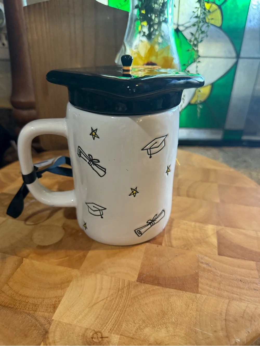 Rae Dunn “Tassel Worth the Hassle” Graduation Mug with Cap Lid & Tassel